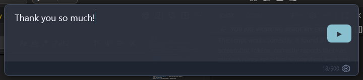 The overlay window with typed text and the Send button visible.