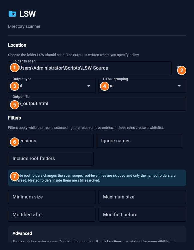 LSW graphical launcher main settings